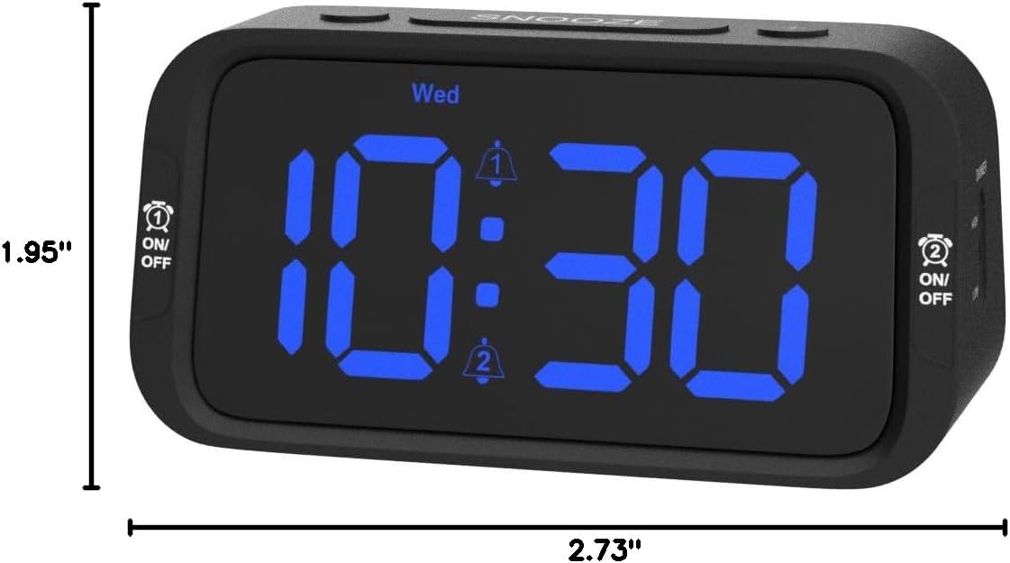 Digital Dual Alarm Clock for Bedroom: RGB Electric Clock with USB Charger for Kids Teens - Dimmable Clock with Weekday Weekend Mode for Bedside Desk