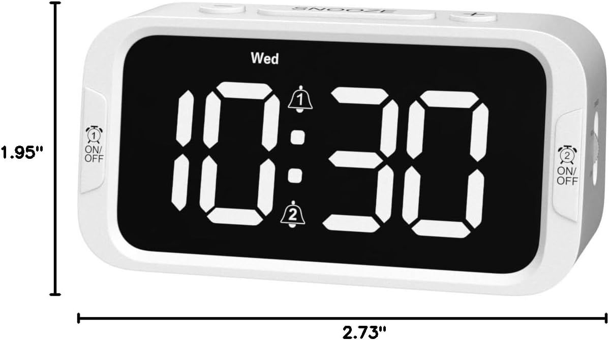 Digital Dual Alarm Clock for Bedroom: RGB Electric Clock with USB Charger for Kids Teens - Dimmable Clock with Weekday Weekend Mode for Bedside Desk