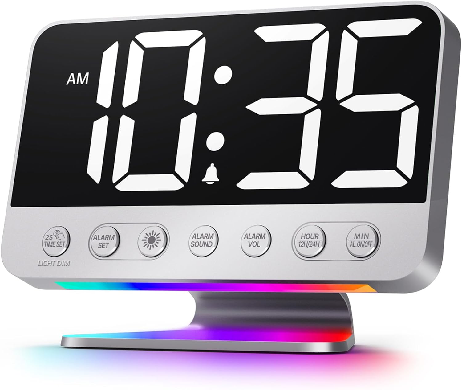 Digital Alarm Clocks for Bedrooms: Large Bold Number 5 Brightness Dimmer - Easy to Read Across The Room - 5 Alarm Sound 8 Night Light - Red