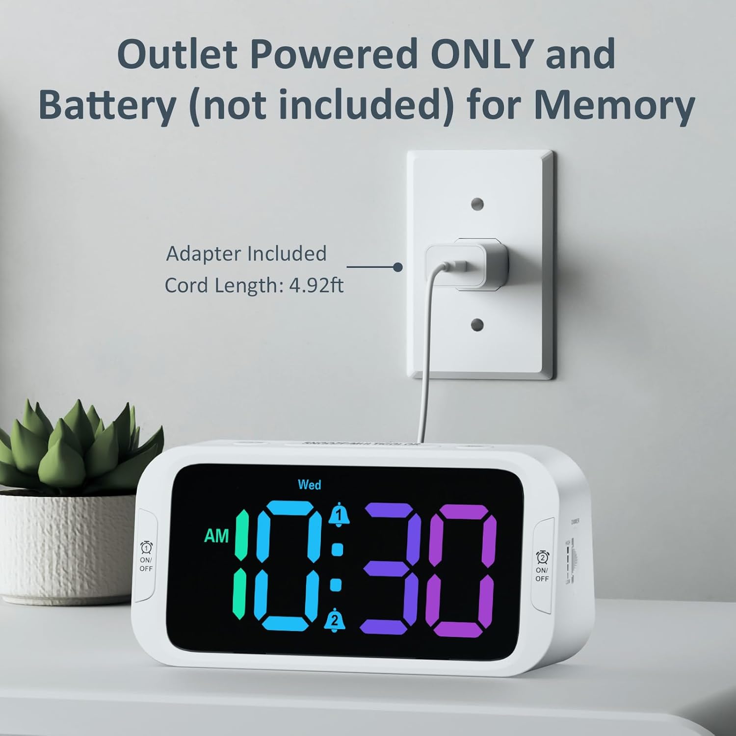 Digital Dual Alarm Clock for Bedroom: RGB Electric Clock with USB Charger for Kids Teens - Dimmable Clock with Weekday Weekend Mode for Bedside Desk