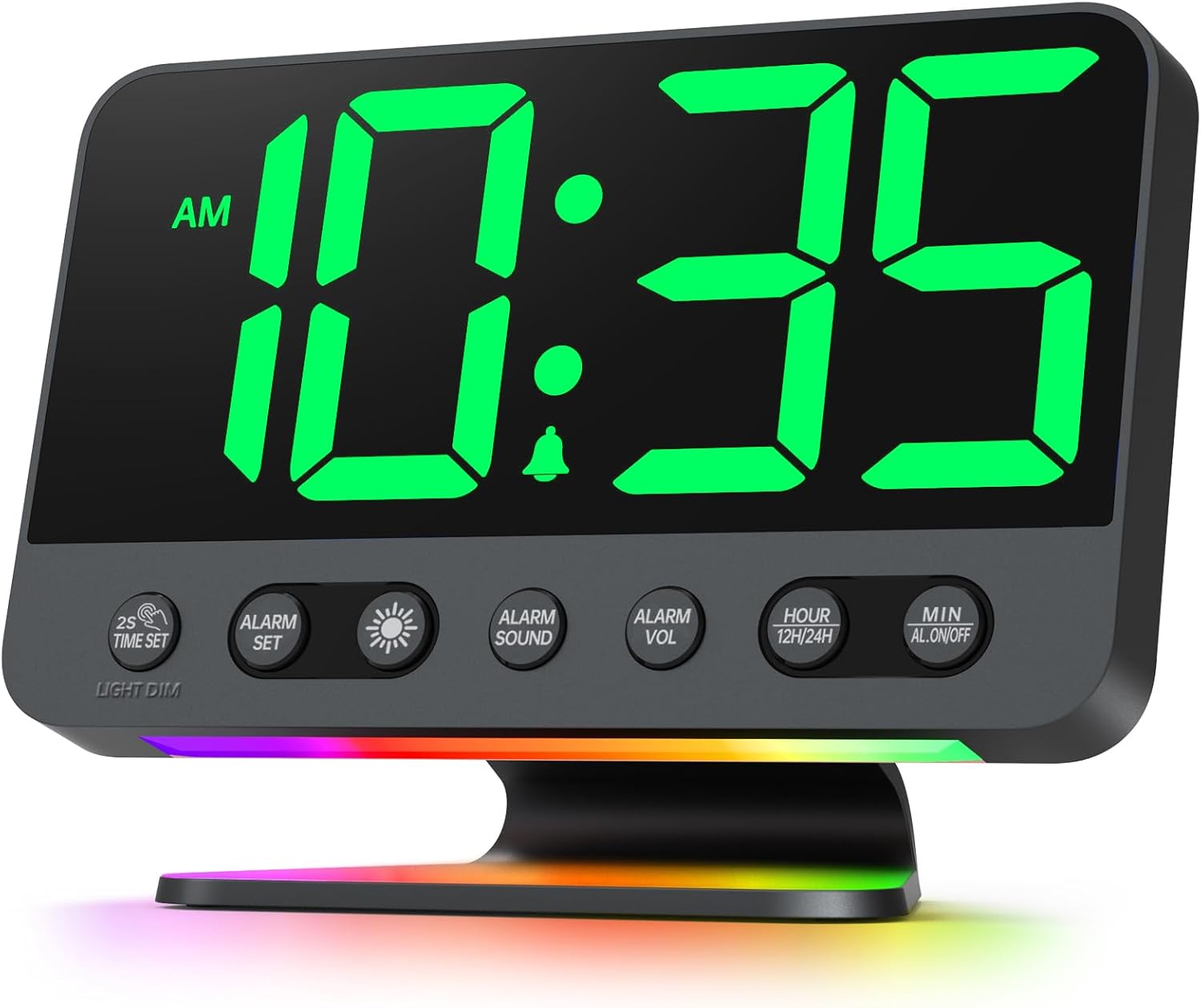 Digital Alarm Clocks for Bedrooms: Large Bold Number 5 Brightness Dimmer - Easy to Read Across The Room - 5 Alarm Sound 8 Night Light - Silver