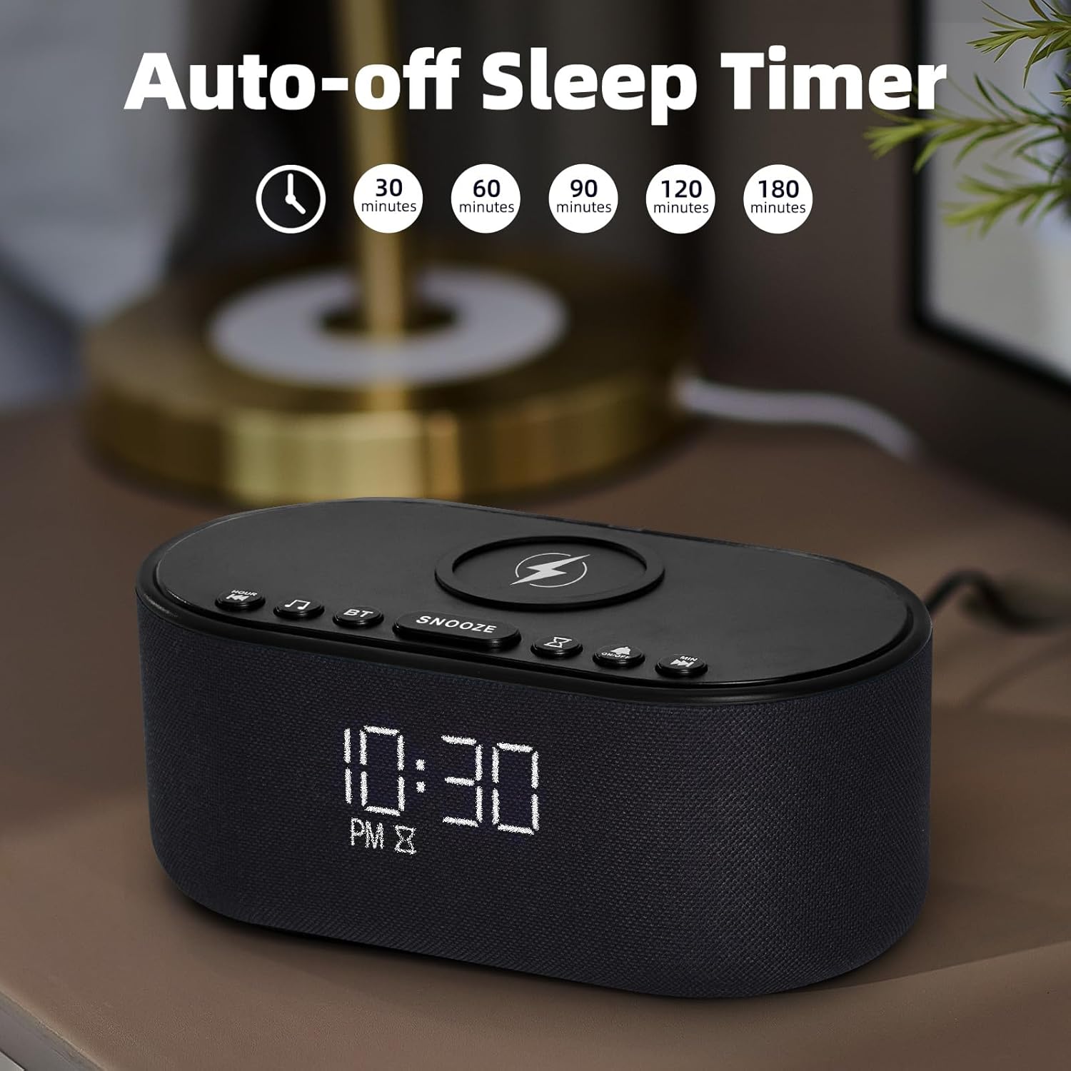 Sound Machine Alarm Clock Wireless Charger: Bluetooth 10W Stereo Sound Speaker Bedroom - White Noise Machine for Sleeping with 21 Soothing Sounds