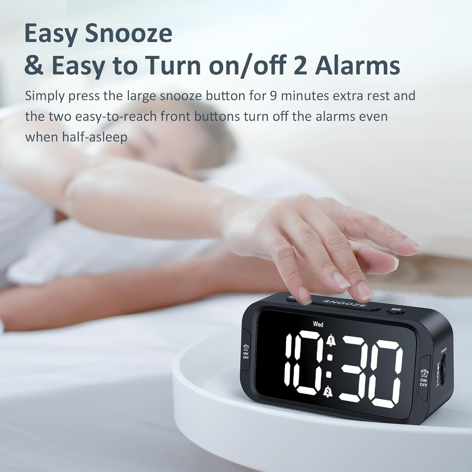 Digital Dual Alarm Clock for Bedroom: RGB Electric Clock with USB Charger for Kids Teens - Dimmable Clock with Weekday Weekend Mode for Bedside Desk