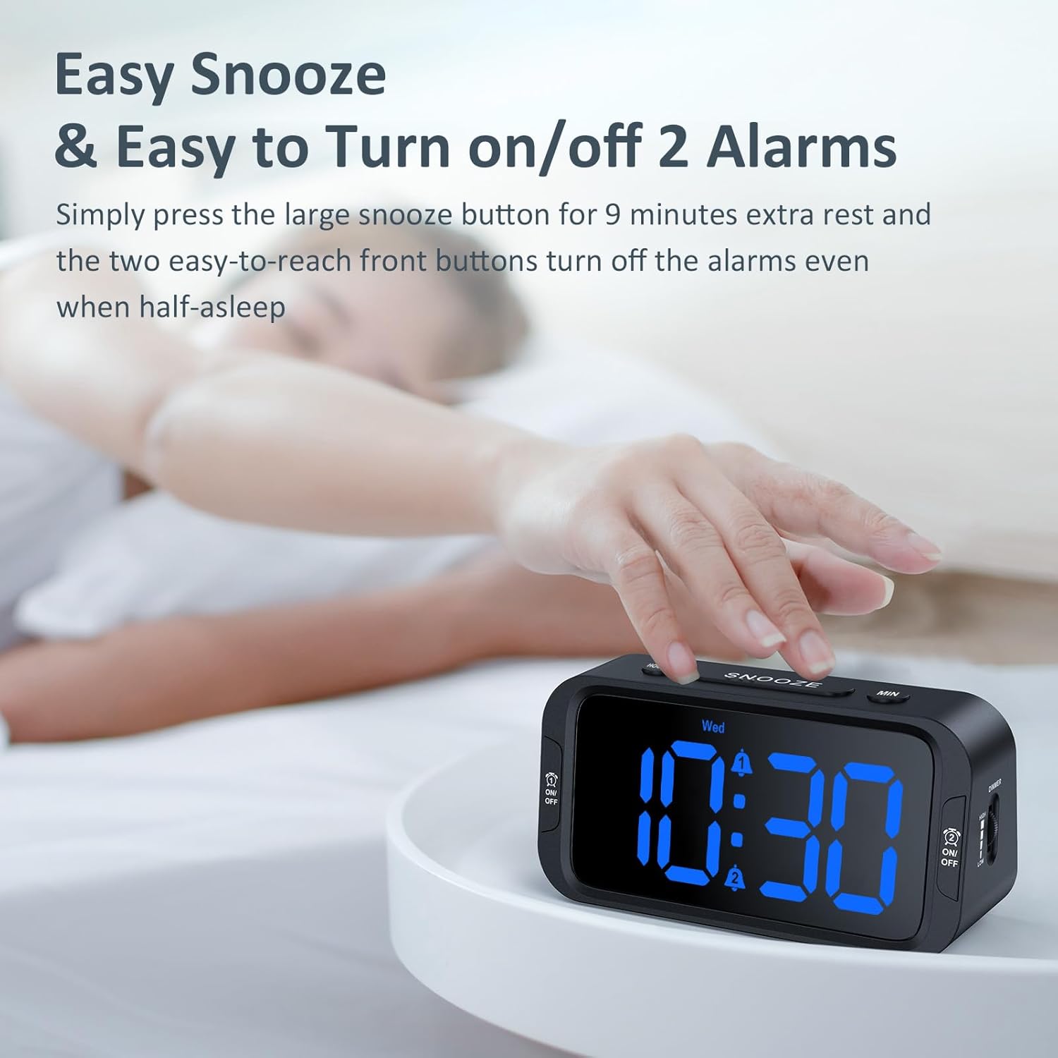 Digital Dual Alarm Clock for Bedroom: RGB Electric Clock with USB Charger for Kids Teens - Dimmable Clock with Weekday Weekend Mode for Bedside Desk