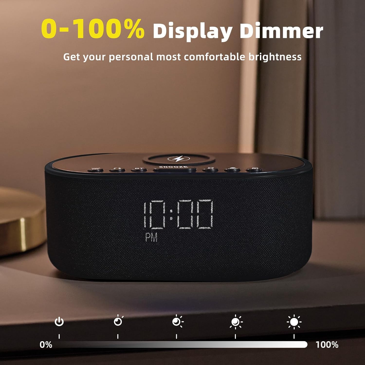 Sound Machine Alarm Clock Wireless Charger: Bluetooth 10W Stereo Sound Speaker Bedroom - White Noise Machine for Sleeping with 21 Soothing Sounds