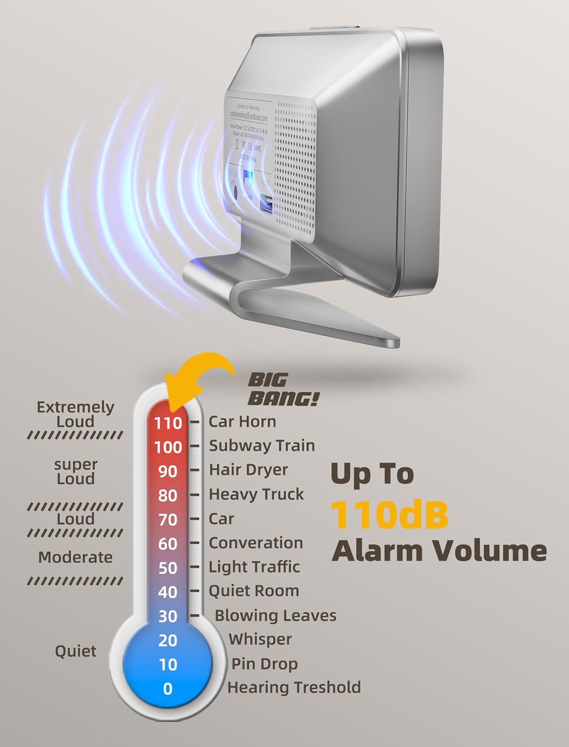 Digital Alarm Clocks for Bedrooms: Large Bold Number 5 Brightness Dimmer - Easy to Read Across The Room - 5 Alarm Sound 8 Night Light - Silver