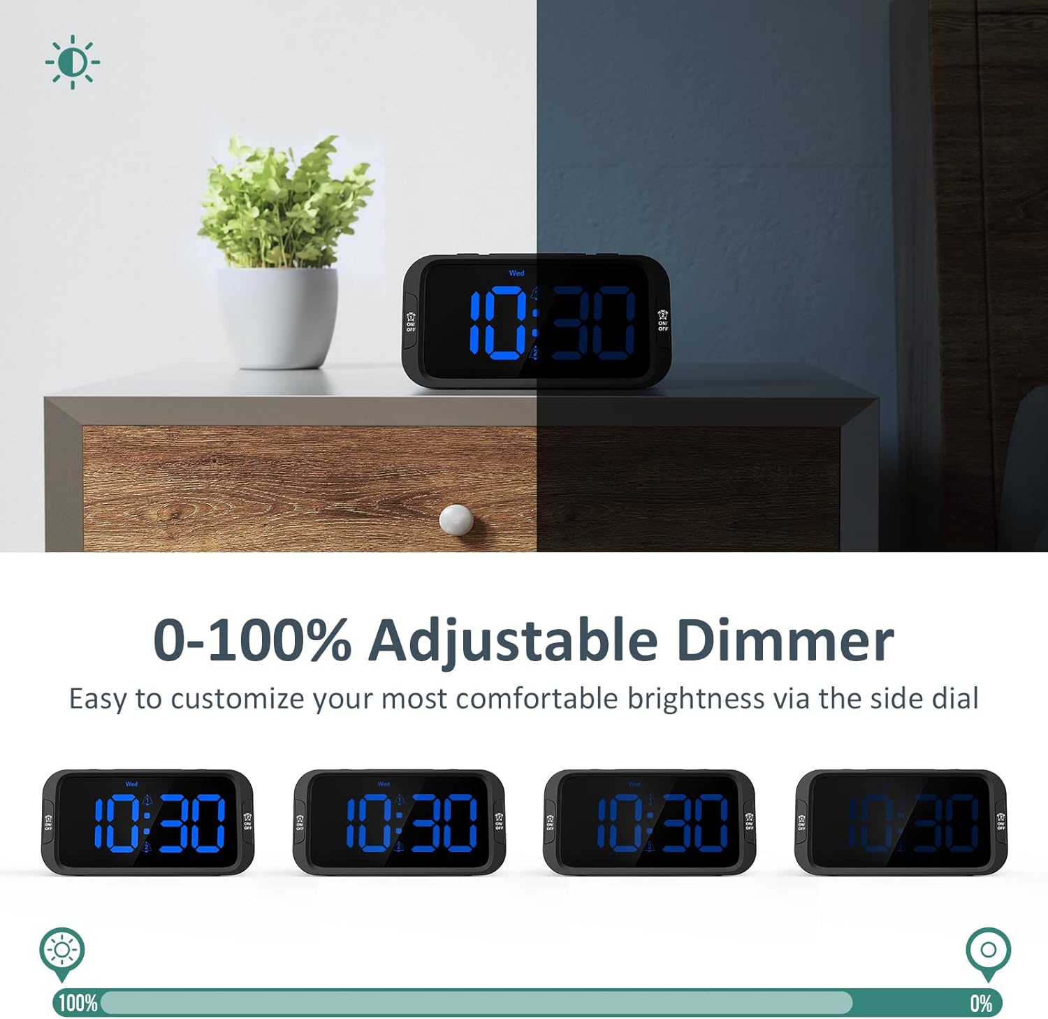 Digital Dual Alarm Clock for Bedroom: RGB Electric Clock with USB Charger for Kids Teens - Dimmable Clock with Weekday Weekend Mode for Bedside Desk