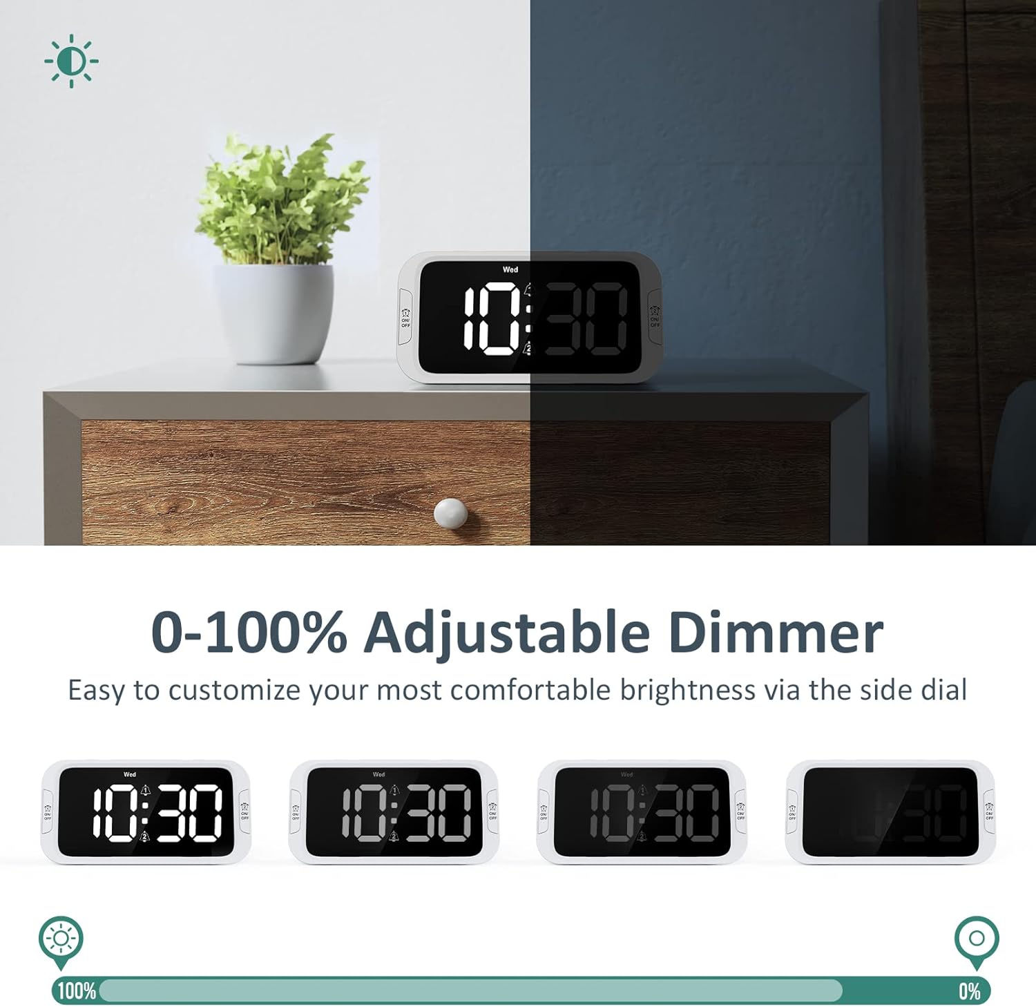 Digital Dual Alarm Clock for Bedroom: RGB Electric Clock with USB Charger for Kids Teens - Dimmable Clock with Weekday Weekend Mode for Bedside Desk
