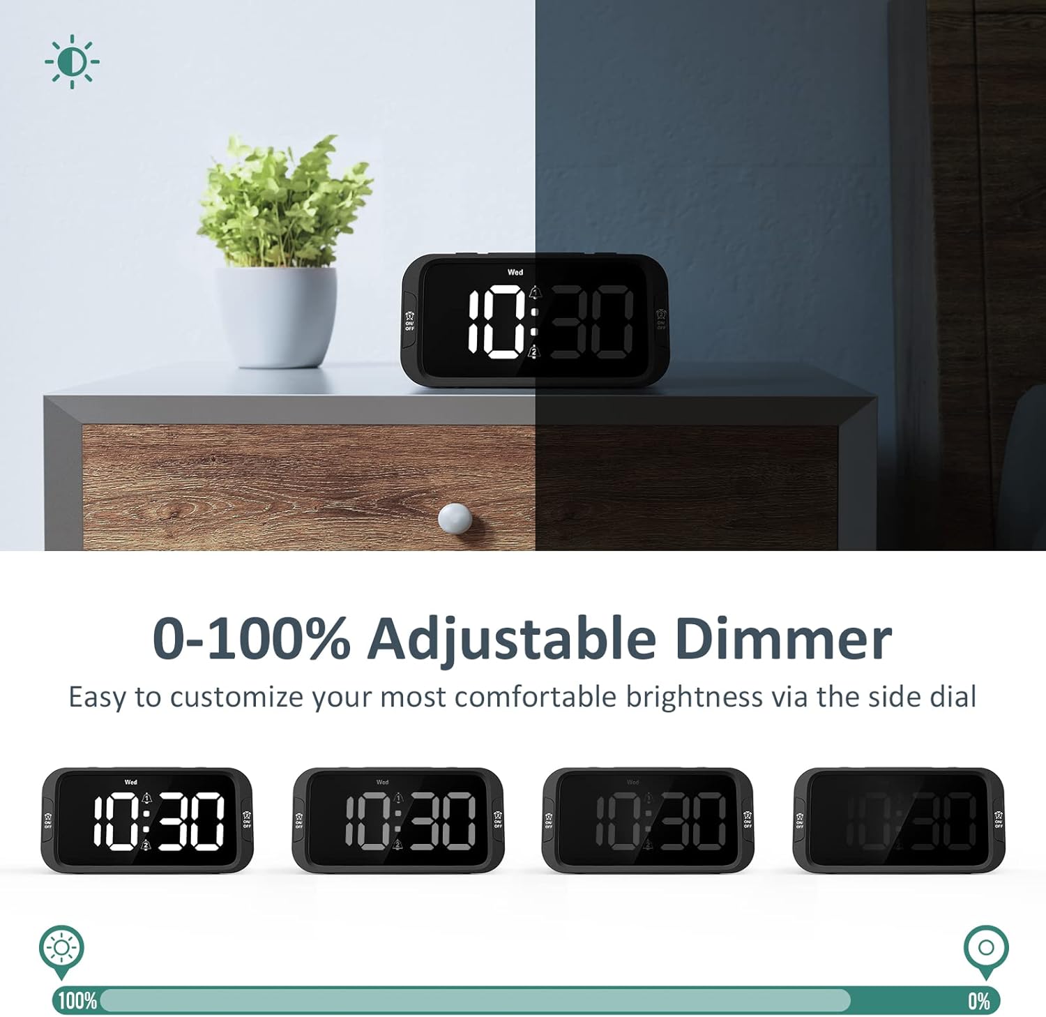 Digital Dual Alarm Clock for Bedroom: RGB Electric Clock with USB Charger for Kids Teens - Dimmable Clock with Weekday Weekend Mode for Bedside Desk