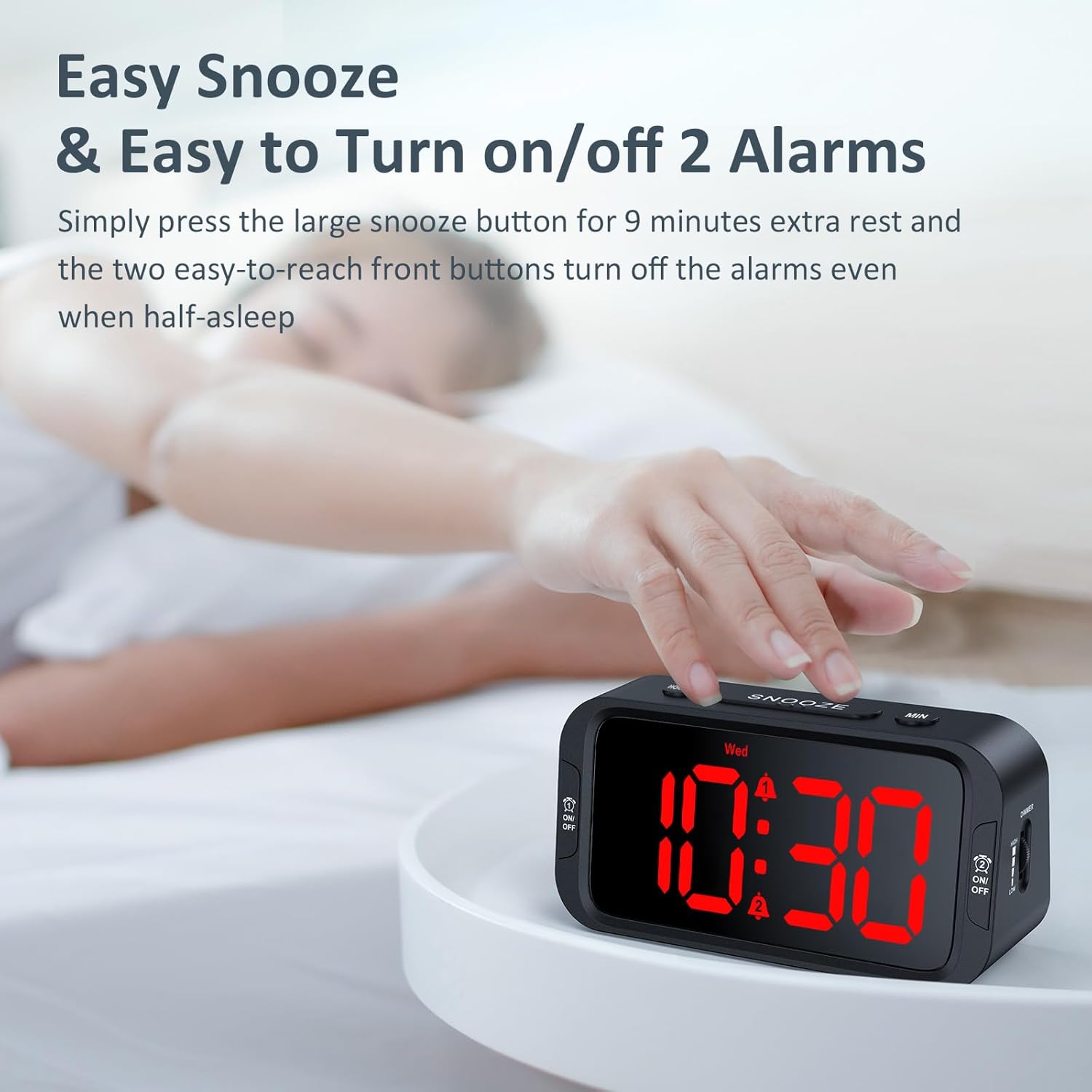 Digital Dual Alarm Clock for Bedroom: RGB Electric Clock with USB Charger for Kids Teens - Dimmable Clock with Weekday Weekend Mode for Bedside Desk